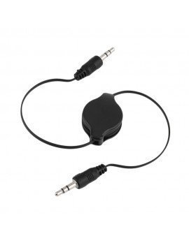 Retractable stereo AUX 3.5mm cable Black