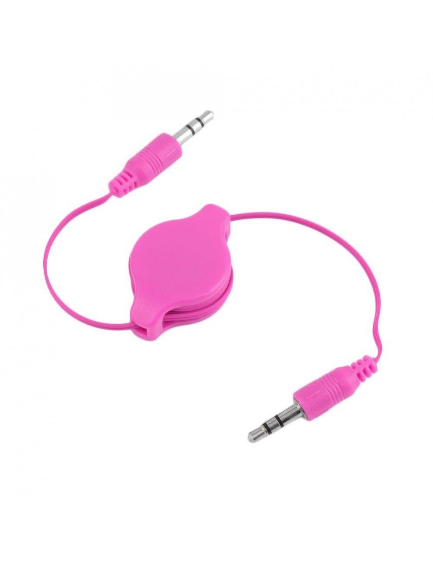 Retractable stereo AUX 3.5mm cable Pink