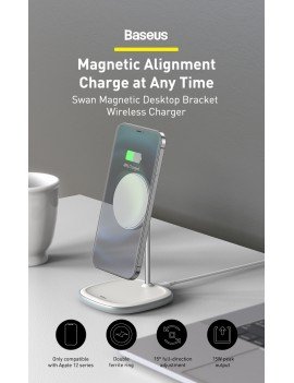 Baseus Cargador Inalámbrico con Soporte Magnético Escritorio (iPhone 12) Blanco